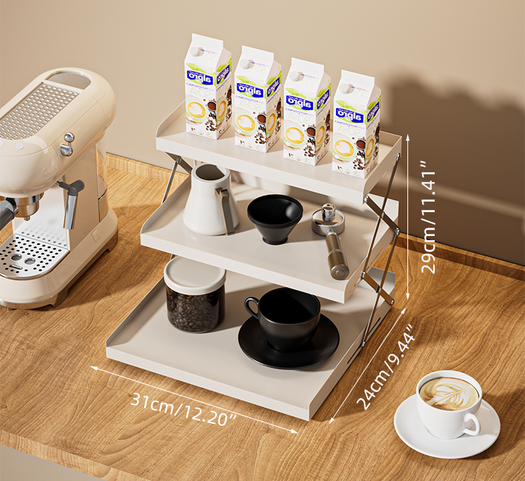 アセンブリデスクトップオーガナイザーストレージラックなしで折りたたむ3層